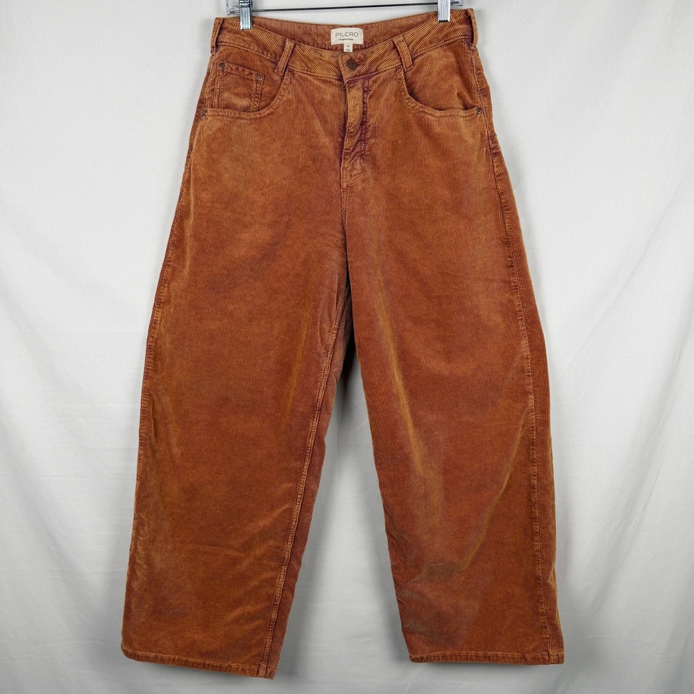Anthropologie Pilcro Kenna Heritage Corduroy Barrel Jeans 29 Rust Boho Western - Picture 2 of 9